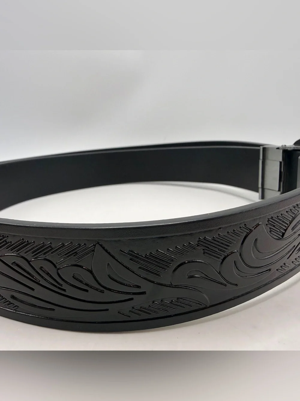 Western Cowboy Black Belt Longhorn Steer Skull Buckle 50” Rodeo Ranch Style